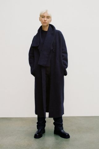 Zara + 100% Wool Coat With Asymmetric Lapel Collar