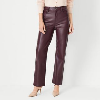 Ann Taylor + The Five Pocket High Rise Straight Pant in Faux Leather