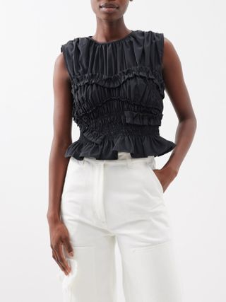 Cecilie Bahnsen + Uphi Ruffled Recycled-Fibre Faille Top