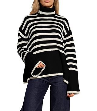 Fisoew + Striped Turtleneck Sweater