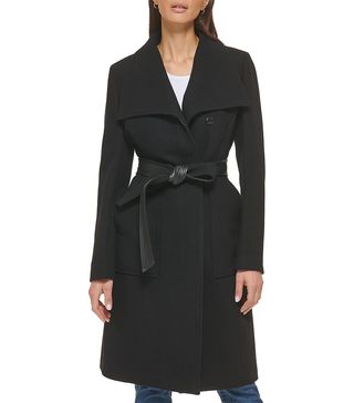 Cole Haan + Belted Coat Wool With Cuff Details