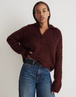 Madewell + Brushed Polo Sweater