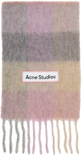 Acne Studios + Pink & Beige Checked Scarf