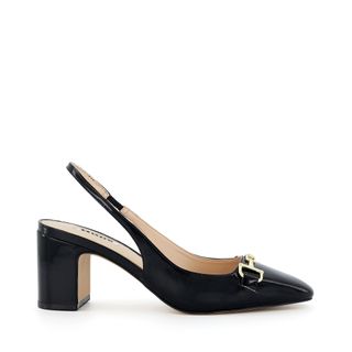 Dune London + Detailed Snaffle-Trim Patent Heeled Slingback Courts
