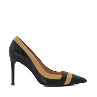 Dune London + Alexandria Stripe-Detail Leather Court Shoes