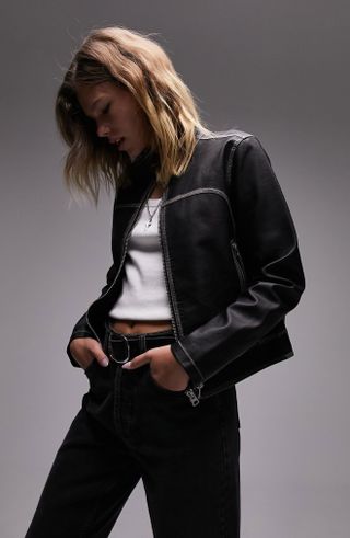 Topshop + Faux Leather Jacket