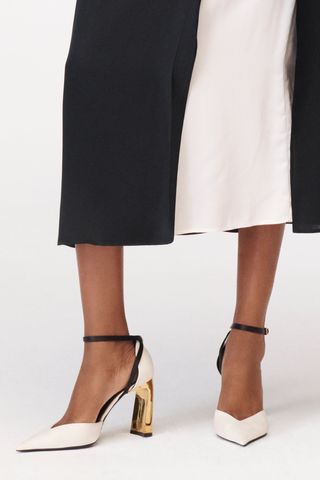 Zara + Satin High-Heel Shoes with Ankle Strap