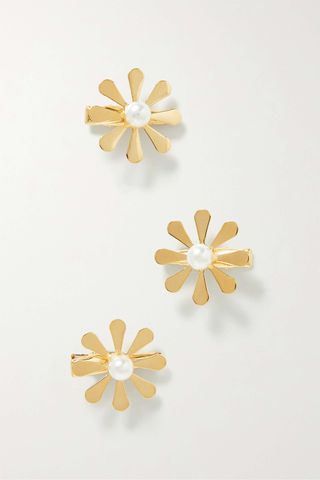 Lelet NY + Coming Up Daisies Gold-Plated Faux Pearl Hair Clips