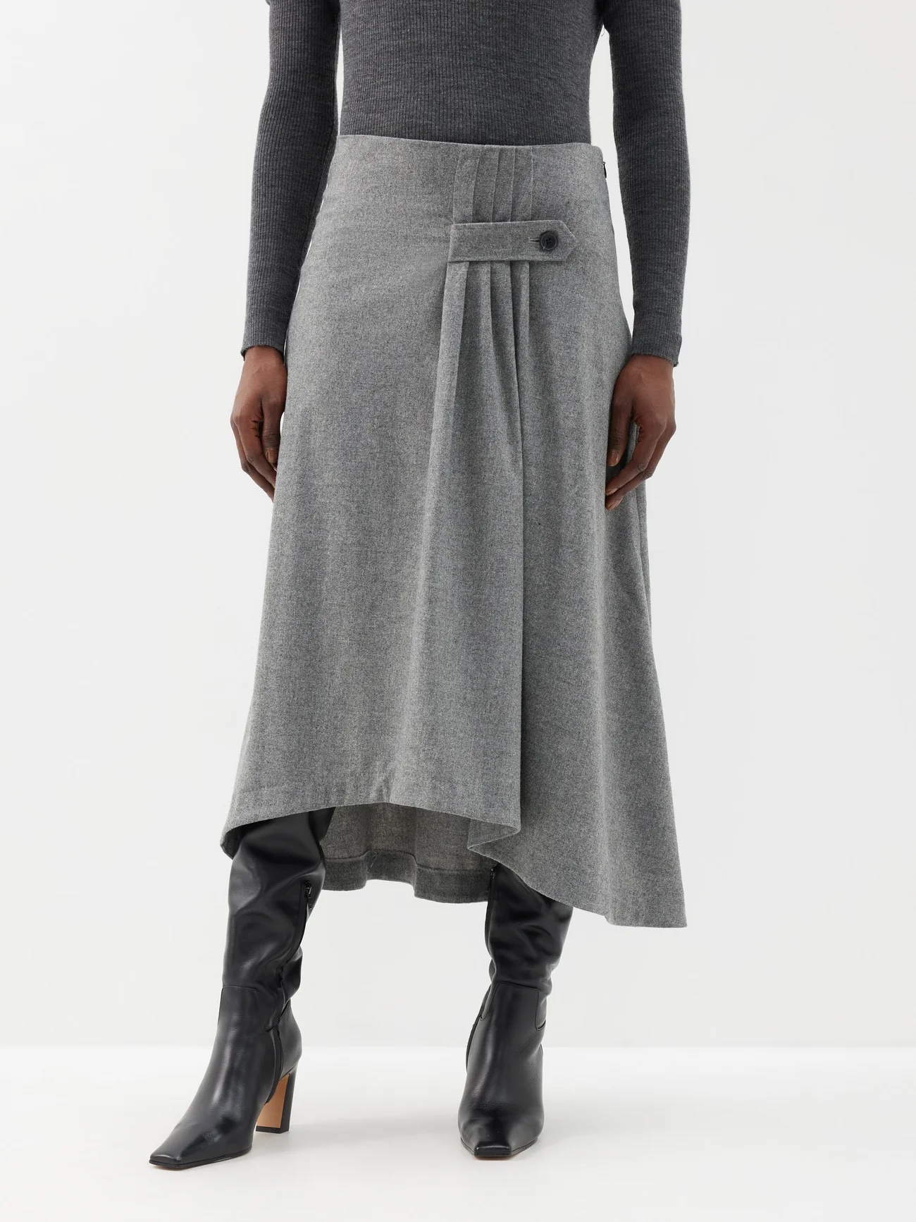 Ba&sh + Domi Wool-Blend Pleated Panel Skirt