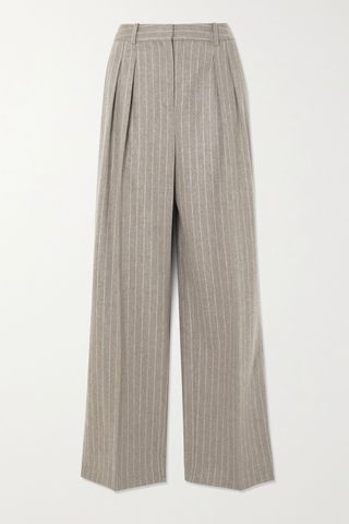 Loulou Studio + Pleated Pinstriped Wool and Cashmere-Blend Wide-Leg Pants