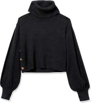 The Drop + Side Button Cropped Turtleneck Sweater