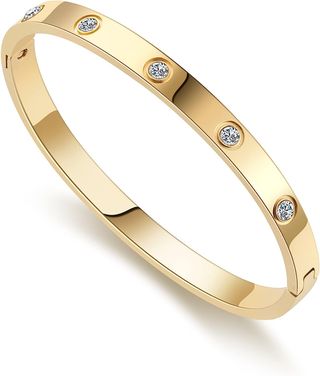 RIMRIVA + 14K Gold Plated Bracelets Bangle Cubic Zirconia