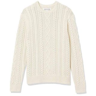 Amazon Essentials + Long-Sleeve 100% Cotton Fisherman Cable Crewneck Sweater