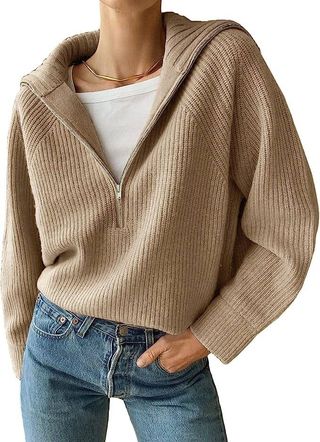 Btfbm + Casual Long Sleeve Half Zip Pullover Sweater