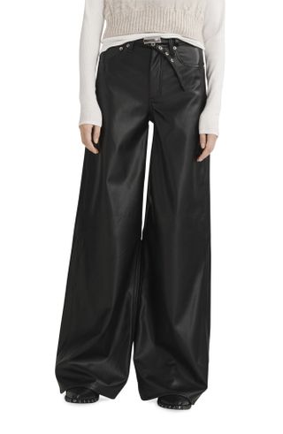 Rag & Bone + Sofie Belted Wide Leg Faux Leather Pants