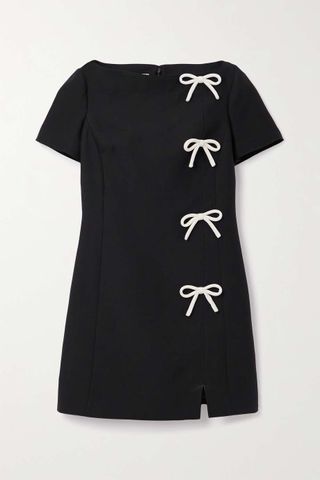 Valentino Garavani + Bow-Embellished Wool and Silk-Blend Mini Dress