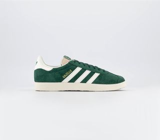 Adidas + Gazelle Trainers in Dark Green Off White Cream White