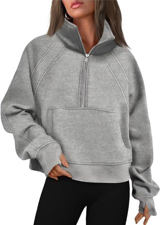 LACOZY + Womens Half Zip Cropped Sweatshirt