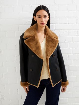French Connection + Cerys Pu Faux Fur Jacket