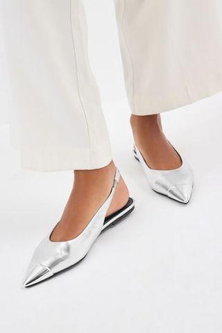 Next + Silver Forever Comfort Metallic Toe Slingback Shoes