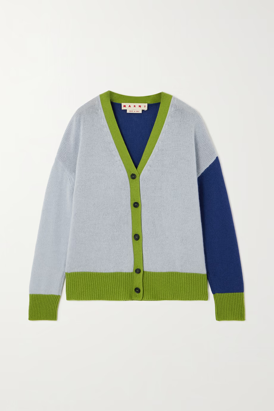 Marni + Color-Block Cashmere Cardigan