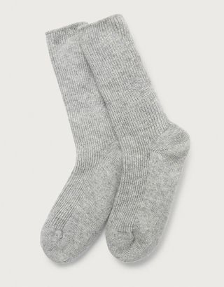 The White Company + Cashmere Bed Socks in Silver Grey Marl