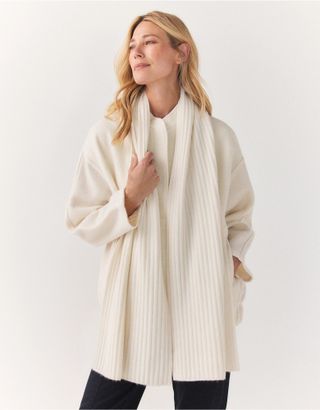 The White Company + Ribbed Cashmere Scarf in Porcelain