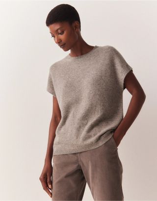 The White Company + Cashmere Extended Shoulder Knitted Tee