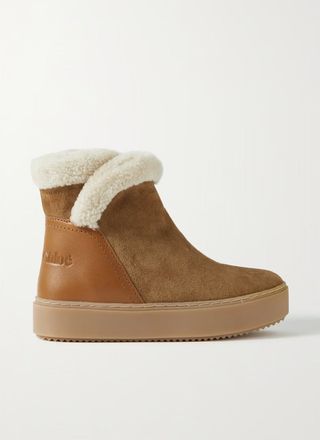See by Chloé + Juliet Shearling-Lined Suede and Leather Ankle Boots