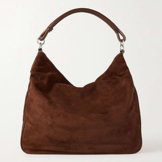 Staud + Perry Leather-Trimmed Suede Shoulder Bag