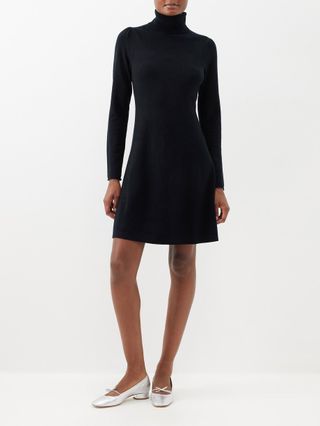 Allude + Roll-Neck Wool-Blend Knitted Mini Dress