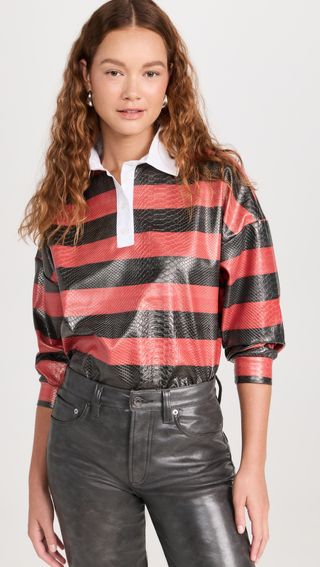 Stella Jean + Polo Rugby Faux Leather Top