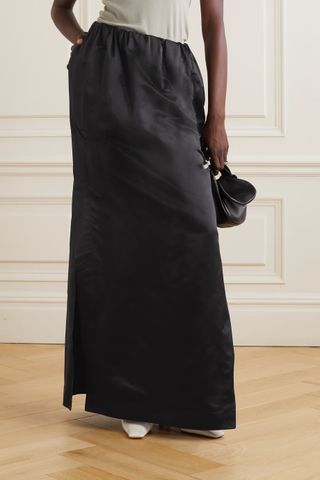 SASUPHI + + Net Sustain Gilda Gathered Duchesse Silk-Satin Maxi Skirt in Black