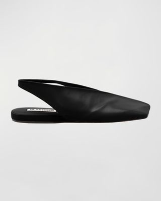 Jil Sander + Leather Square-Toe Slingback Ballerina Flats