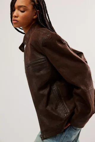 We The Free + Serena Leather Moto Jacket