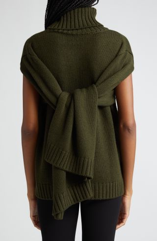 Monse + Tie Back Merino Wool Turtleneck Sweater