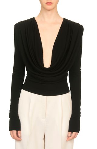 Interior + The Carla Draped Plunge Neck Jersey Top