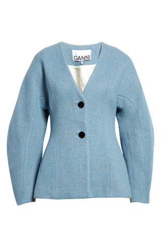 Ganni + Wool Blend Twill Blazer