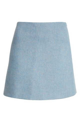 Ganni + Wool Blend Twill Miniskirt