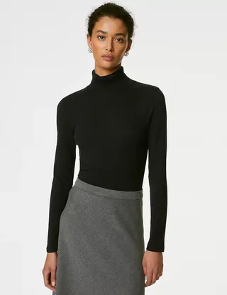 M&S Collection + Cotton Rich Ribbed Top
