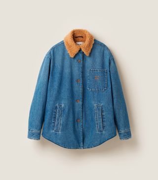 Miu Miu + Embroidered Denim Blouson Jacket