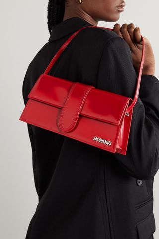 Jacquemus + Le Bambino Long Patent-Leather Shoulder Bag