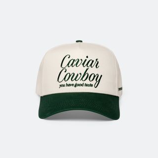 Eleven Eleven + Caviar Cowboy Cap (Beige & Forest Green)