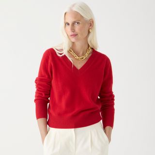 J.Crew + Cashmere Shrunken V-Neck Sweater