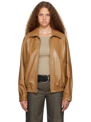 Maryam Nassir Zadeh + Tan Resolution Leather Jacket