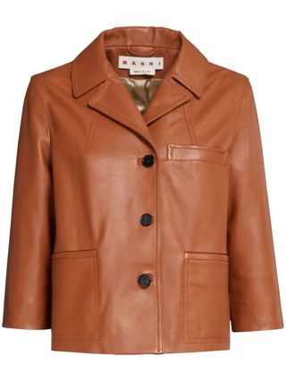 Marni + Single-Breasted Leather Jacket