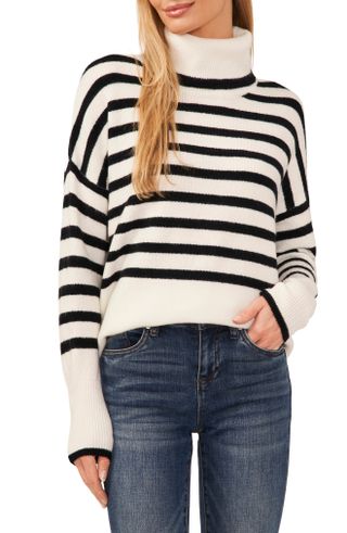 Cece + Stripe Turtleneck Sweater