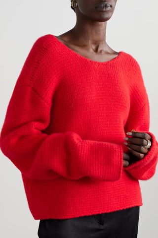 The Row + Iri Cropped Cashmere Sweater in Red