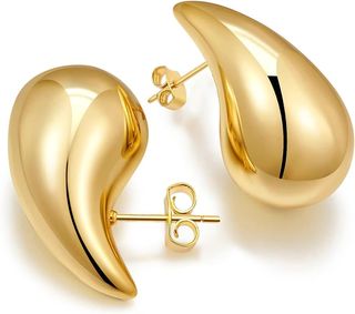 Panshii + Teardrop Chunky Gold Hoop Earrings