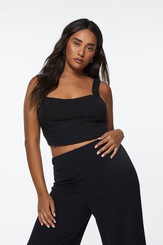 H&M + Textured-Weave Corset-Style Top